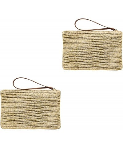 1pc Straw Clutch Purses Summer Beach Straw Zipper Clutch Bag Bohemian Wristlet for Women 2 $8.81 Totes