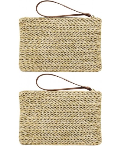 1pc Straw Clutch Purses Summer Beach Straw Zipper Clutch Bag Bohemian Wristlet for Women 2 $8.81 Totes