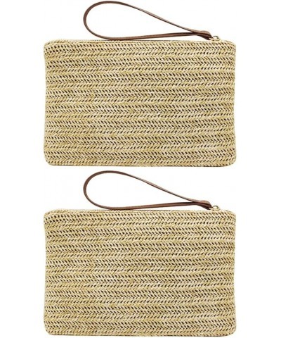 1pc Straw Clutch Purses Summer Beach Straw Zipper Clutch Bag Bohemian Wristlet for Women 2 $8.81 Totes