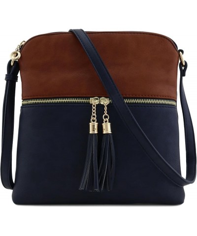 Tassel Zip Pocket Crossbody Bag Coffee/Navy $10.99 Crossbody Bags