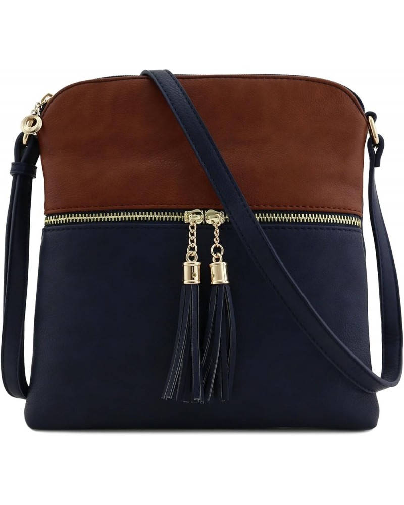 Tassel Zip Pocket Crossbody Bag Coffee/Navy $10.99 Crossbody Bags