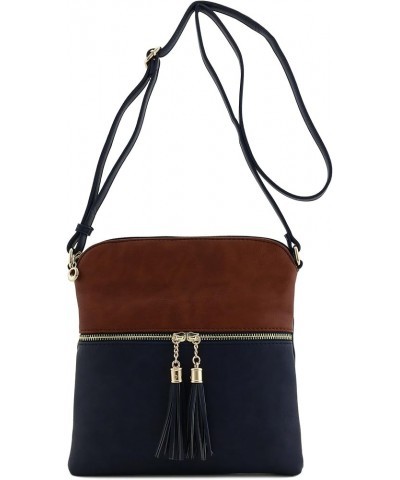 Tassel Zip Pocket Crossbody Bag Coffee/Navy $10.99 Crossbody Bags