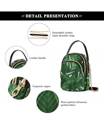 Green Tropical Palm Leaves Women Crossbody Bags, Trendy Crossbody Purses Womens Crossbody Travel Bag Tropical Leaves Green Le...