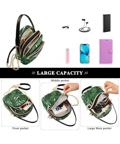 Green Tropical Palm Leaves Women Crossbody Bags, Trendy Crossbody Purses Womens Crossbody Travel Bag Tropical Leaves Green Le...