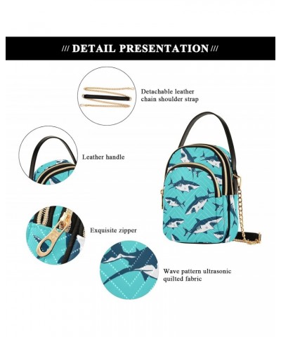 Sharks Small Crossbody Handbag for Women Mini Over Shoulder Purse with Three Zippered Pockets Durable Trendy Purse for Hiking...