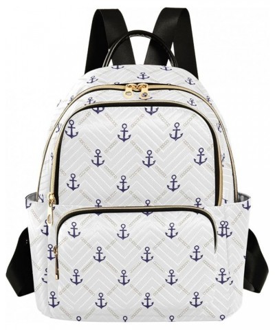 Anchor on Navy Blue Background Backpack Purse for Women Lightweight Back Pack Casual Daypack Travel Shoulder Bag Bookbag - S ...