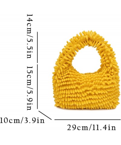 Mop Plush Hobo Handbag and Purse for Women Shoulder Bags Trendy Fluffy Totes Clutch Yellow $9.02 Totes