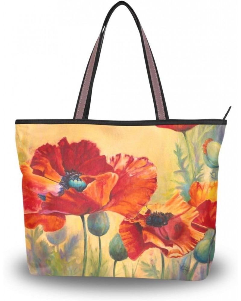 Womens Tote Bag, Poppy Vintage Ladies Zip Shoulder Handbags $13.19 Shoulder Bags