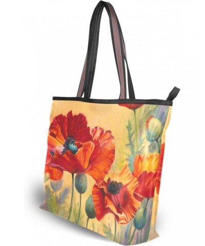 Womens Tote Bag, Poppy Vintage Ladies Zip Shoulder Handbags $13.19 Shoulder Bags