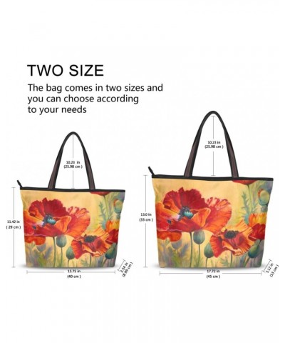 Womens Tote Bag, Poppy Vintage Ladies Zip Shoulder Handbags $13.19 Shoulder Bags