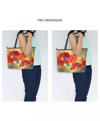 Womens Tote Bag, Poppy Vintage Ladies Zip Shoulder Handbags $13.19 Shoulder Bags