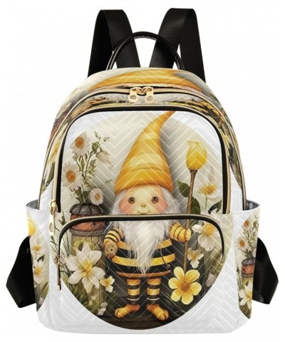 Flower Honey Gnome Quilted Backpack for Women Travel Bags Shoulder Bag Purse for Daily Nurse Work S Medium $18.28 Backpacks