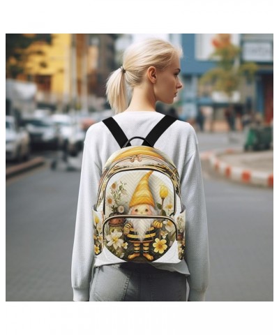 Flower Honey Gnome Quilted Backpack for Women Travel Bags Shoulder Bag Purse for Daily Nurse Work S Medium $18.28 Backpacks