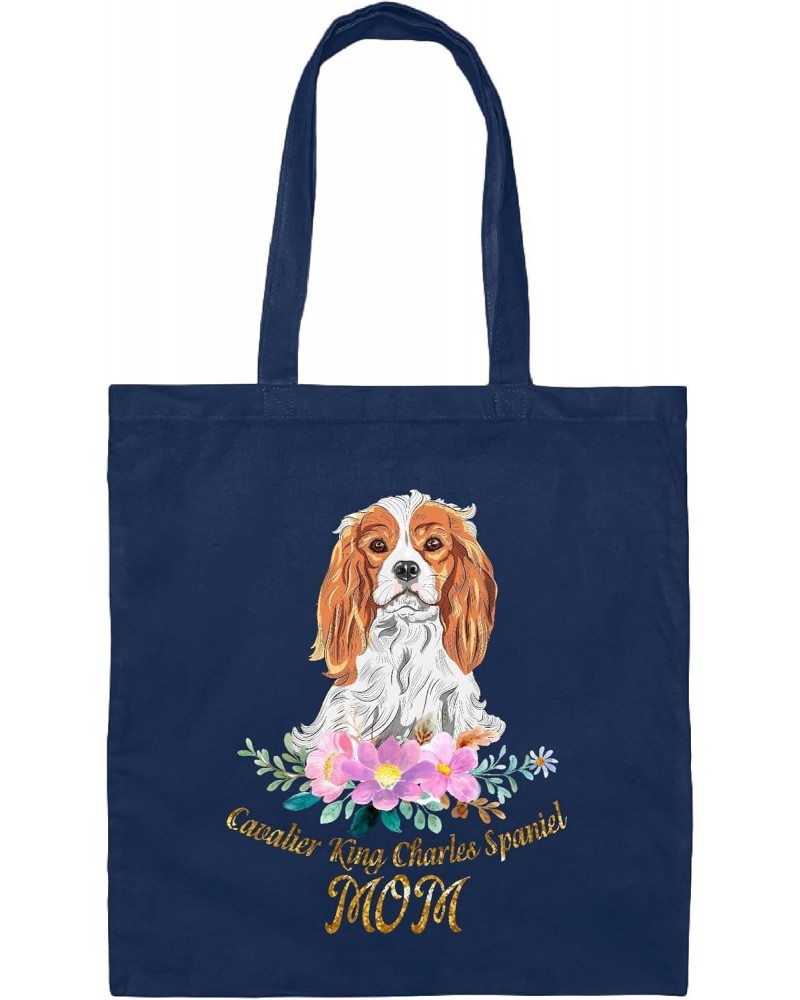 Funny Gift for Cavalier King Charles Spaniel Lover Cute Loyal Animal Mommy Mom Navy Black Multicolor Canvas Tote Bag $13.05 T...