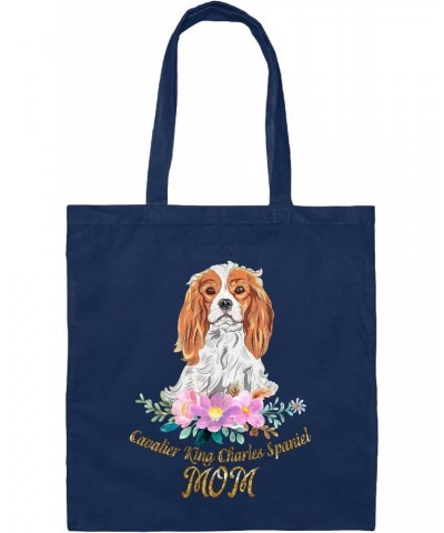 Funny Gift for Cavalier King Charles Spaniel Lover Cute Loyal Animal Mommy Mom Navy Black Multicolor Canvas Tote Bag $13.05 T...