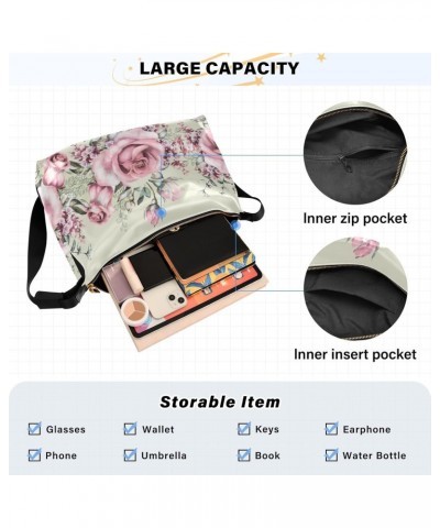 Pink Rose Flower with Leaf Herbs Womens Tote Bag Leather Shoulder Bag For Women Men Large Hobo Cross Body Bags Handbag $13.94...