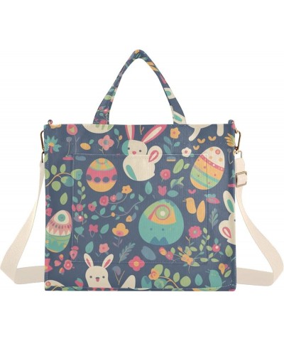 Colorful Bunny and Eggs Pattern Series Women's Tote Handbags Top Handle Satchel Shoulder Bag Crossbody Bag S $12.30 Totes