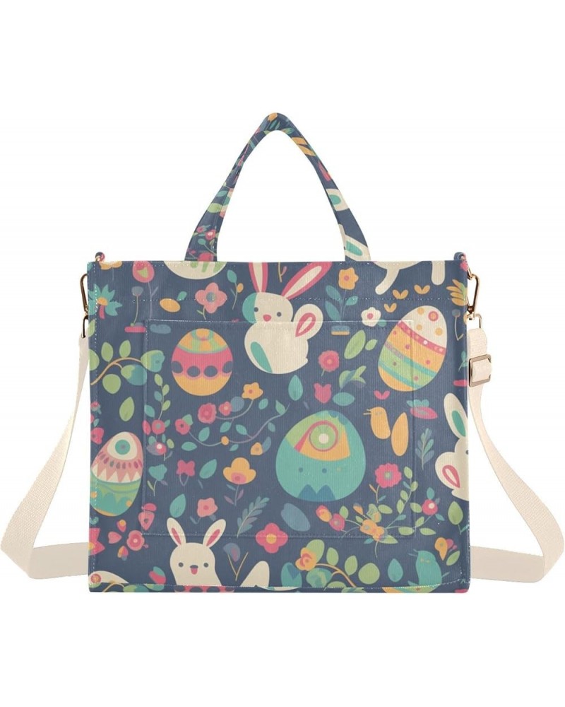 Colorful Bunny and Eggs Pattern Series Women's Tote Handbags Top Handle Satchel Shoulder Bag Crossbody Bag S $12.30 Totes