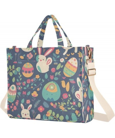 Colorful Bunny and Eggs Pattern Series Women's Tote Handbags Top Handle Satchel Shoulder Bag Crossbody Bag S $12.30 Totes