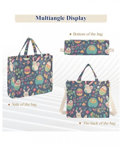 Colorful Bunny and Eggs Pattern Series Women's Tote Handbags Top Handle Satchel Shoulder Bag Crossbody Bag S $12.30 Totes