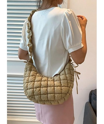 Women's Puffer Bubble Bag Shoulder Purse Clutch Bag Chic Handbag Khaki $25.20 Totes