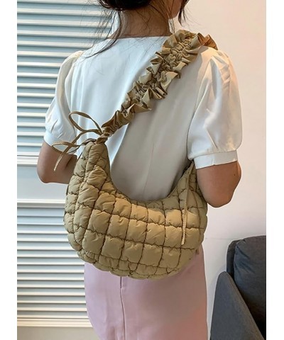 Women's Puffer Bubble Bag Shoulder Purse Clutch Bag Chic Handbag Khaki $25.20 Totes