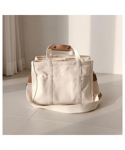 Canvas Bags Everything Tote Bag for Women Large Capacity Crossbody Handbag Shoulder Bag with Compartments 2024 Gifts White $8...