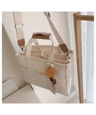 Canvas Bags Everything Tote Bag for Women Large Capacity Crossbody Handbag Shoulder Bag with Compartments 2024 Gifts White $8...