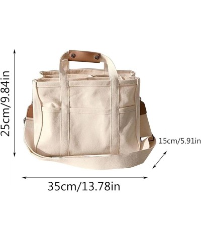 Canvas Bags Everything Tote Bag for Women Large Capacity Crossbody Handbag Shoulder Bag with Compartments 2024 Gifts White $8...