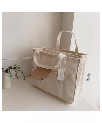 Canvas Bags Everything Tote Bag for Women Large Capacity Crossbody Handbag Shoulder Bag with Compartments 2024 Gifts White $8...