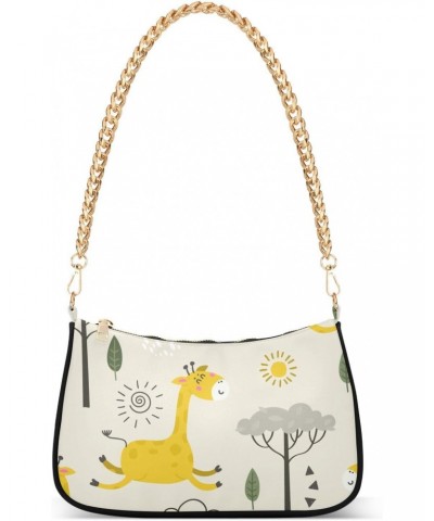 Clutch Shoulder Bags Tote Evening Purse Handbags for Women Hobo Bags Cartoon Giraffe Sun Cloud with Zipper Closure $13.76 Totes