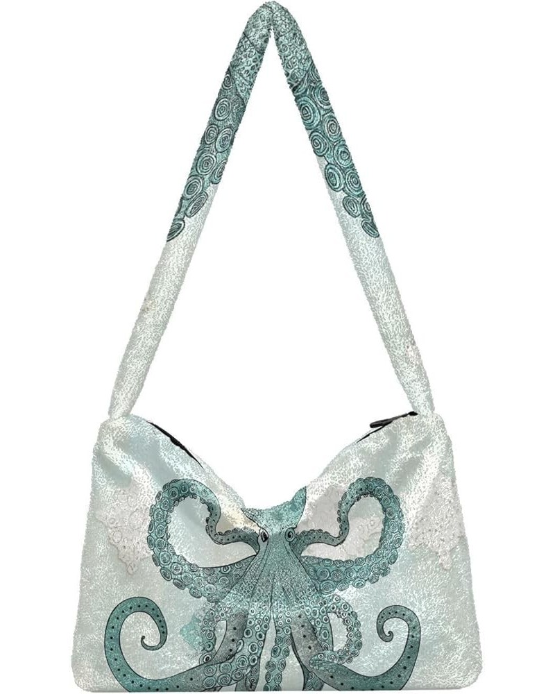 Tig and Reflection Women Plush Shoulder Bag, Womens Shoulder Tote Bag, Handbags for Women Shoulder Bag Vintage Devilfish Cora...