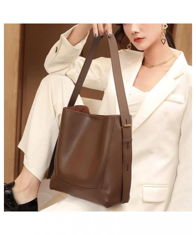 Women's Genuine Leather Handbags Tote Purses Shoulder Bucket Bags with Adjustable Strap (White) Brown $31.55 Totes