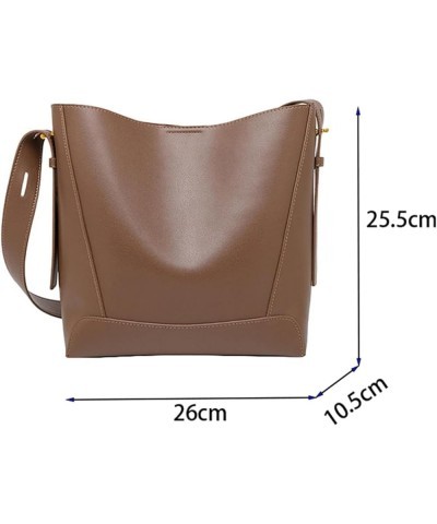 Women's Genuine Leather Handbags Tote Purses Shoulder Bucket Bags with Adjustable Strap (White) Brown $31.55 Totes