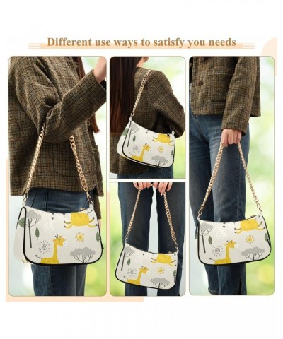 Clutch Shoulder Bags Tote Evening Purse Handbags for Women Hobo Bags Cartoon Giraffe Sun Cloud with Zipper Closure $13.76 Totes