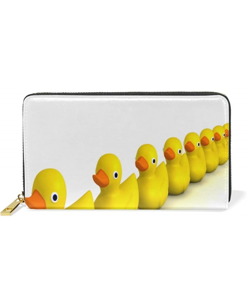 Rubber Duck Leather Long Wallet Organizer with Zipper Purse Clutch Bag for Women Men 4.13"(L) x 7.48"(W) Multi 9 $15.74 Clutches