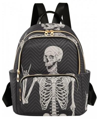 Small Backpack for Women Travel Bag Skeleton Halloween Daypack Purse Fashion Shoulder Bag Rucksack Medium B518 $11.70 Backpacks