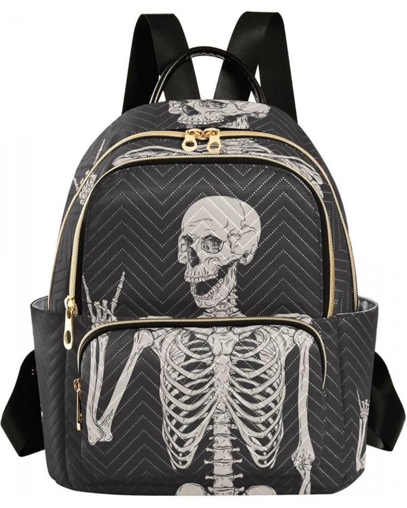 Small Backpack for Women Travel Bag Skeleton Halloween Daypack Purse Fashion Shoulder Bag Rucksack Medium B518 $11.70 Backpacks