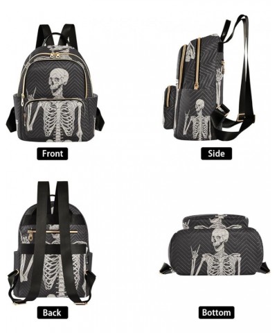 Small Backpack for Women Travel Bag Skeleton Halloween Daypack Purse Fashion Shoulder Bag Rucksack Medium B518 $11.70 Backpacks