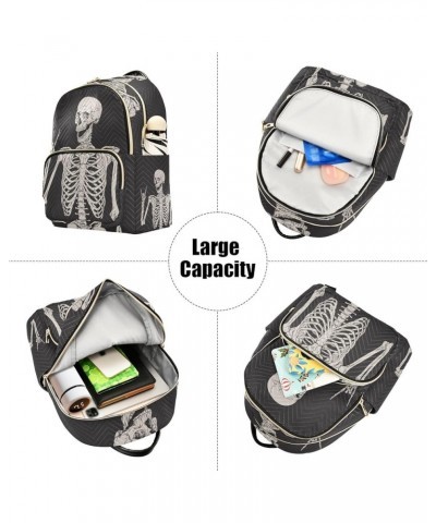 Small Backpack for Women Travel Bag Skeleton Halloween Daypack Purse Fashion Shoulder Bag Rucksack Medium B518 $11.70 Backpacks