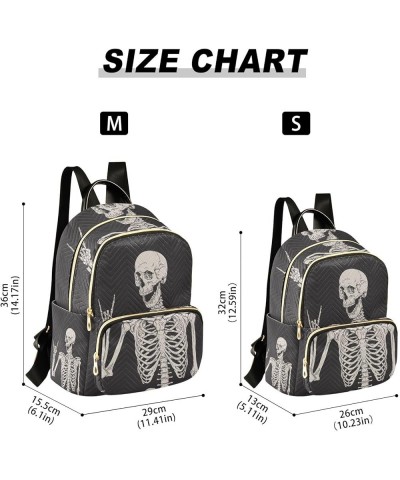 Small Backpack for Women Travel Bag Skeleton Halloween Daypack Purse Fashion Shoulder Bag Rucksack Medium B518 $11.70 Backpacks