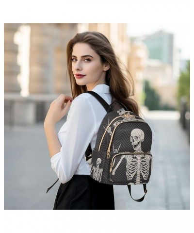 Small Backpack for Women Travel Bag Skeleton Halloween Daypack Purse Fashion Shoulder Bag Rucksack Medium B518 $11.70 Backpacks