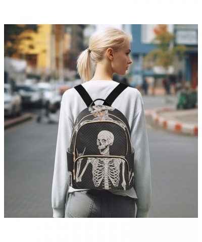 Small Backpack for Women Travel Bag Skeleton Halloween Daypack Purse Fashion Shoulder Bag Rucksack Medium B518 $11.70 Backpacks