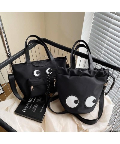 Women Kawaii Big Eyes Black Bucket Bag Tote Bag Novelty Funny Fashion Cute Handbag Crossbody Bag Shoulder Bag Purse Blacka $1...