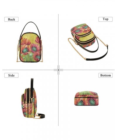 Batik Poppy Crossbody Bags for Women Crossbody Bag Shoulder Bag with Chain Strap for Travel Daily Use $12.22 Crossbody Bags