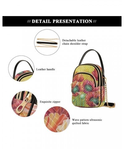 Batik Poppy Crossbody Bags for Women Crossbody Bag Shoulder Bag with Chain Strap for Travel Daily Use $12.22 Crossbody Bags