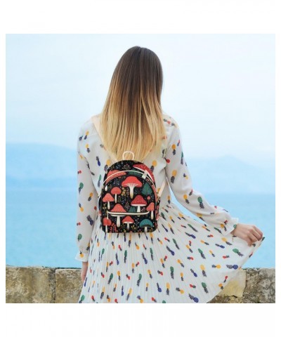 Mushroom Leaf Backpack Purse for Women PU Leather Lightweight Ladies Shoulder Fashion Satchel Bags Travel Casual Daypack $22....