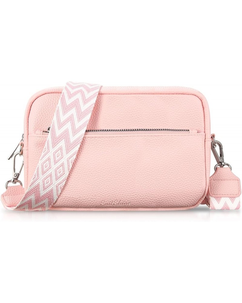 Crossbody Bag for Women Trendy, Small Crossbody Bags, Vegan Leather Purses, Shoulder Handbags with Wide Strap Pink $10.19 Cro...