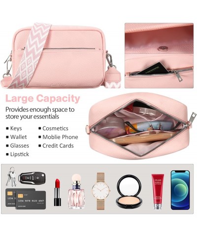 Crossbody Bag for Women Trendy, Small Crossbody Bags, Vegan Leather Purses, Shoulder Handbags with Wide Strap Pink $10.19 Cro...