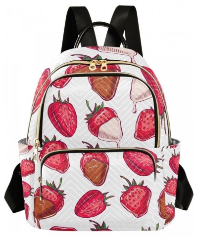 Women Backpack Strawberry Chocolate Anti-Theft Travel Backpack with Luggage Belt Lightweight Handbag Lady Purse Roomy Double ...